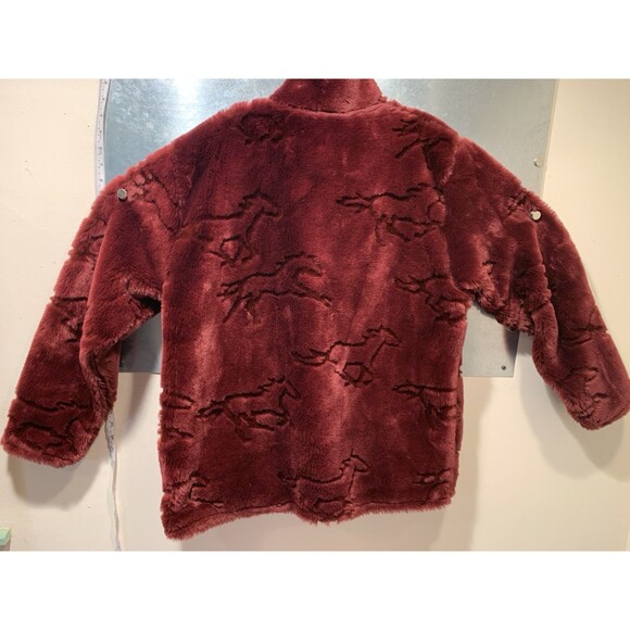 RARE Shaved Silhouette Running Horses Black Mountain Outdoor Deep Pile Coat  Lg - Picture 5 of 16